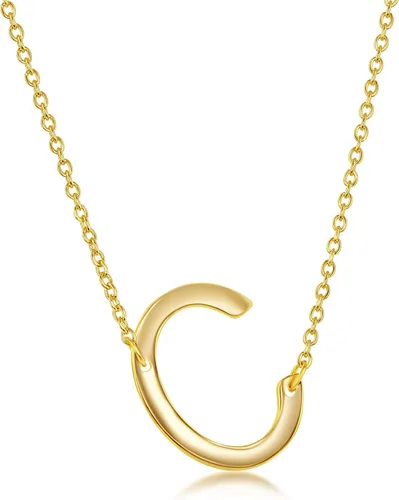 Vista 36 de Dainty Sideways Initial Necklace for Women – Sterling Silver or 14K Gold Plated 20mm Alphabet Letter Pendant