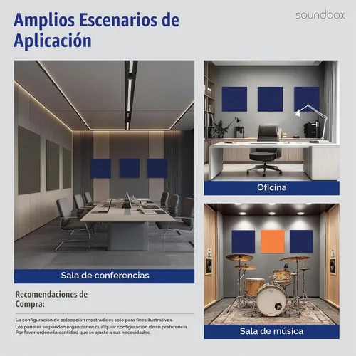 Vista 4 de Soundbox Paneles acústicos artísticos de 23.6 x 23.6 pulgadas, paneles de pared absorbentes de sonido, paneles decorativos para reducción de ruido