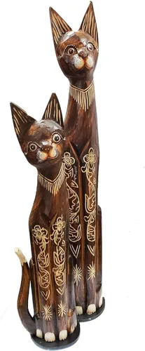 Vista 15 de Gatos de madera surtidos con diferentes patrones (Calico, pequeño y mediano: 24 y 32 pulgadas)