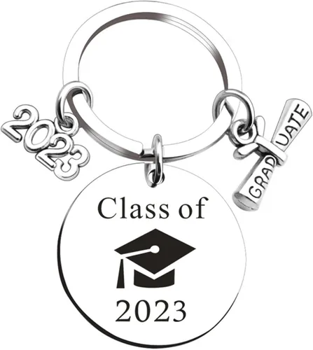 Vista 6 de LUOZZY 6 llaveros de graduación clase de 2023, llavero de graduación clase de 2023, regalos de recuerdo de graduación, plateado