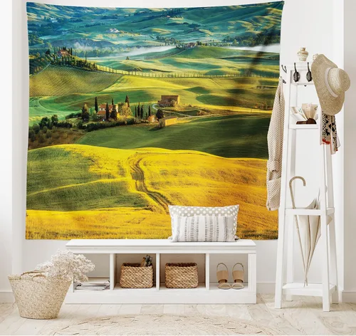 Vista 16 de Lunarable Tapiz de los años 90, historia inspirada en el arte pop, ilustración temática de baile de celebración, decoración de tela para colgar