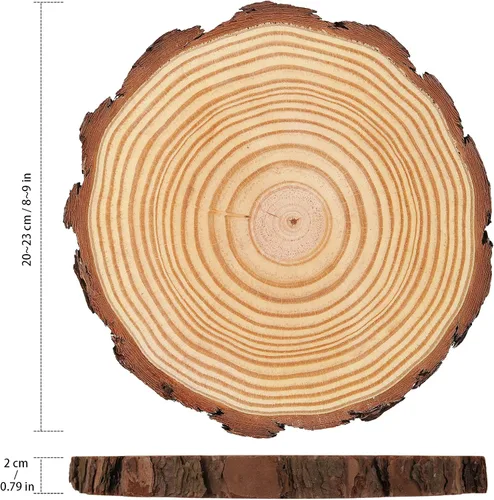 Vista 2 de HOZEON 8 piezas de rebanadas de madera natural de 8 a 9 pulgadas, rebanadas de madera rústicas lisas sin terminar, rebanadas de madera