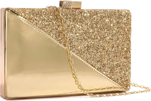 Vista 3 de CARIEDO Bolso de mano brillante para mujer elegantes bolsas de noche con purpurina bolso de noche brillante para baile boda fiesta graduación novia