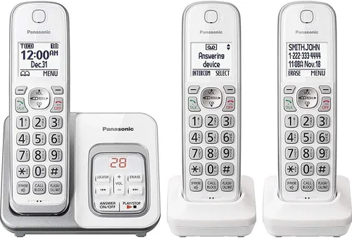 Vista 6 de Panasonic Expandable teléfono inalámbrico con Call bloque y contestadora, Metallic Black