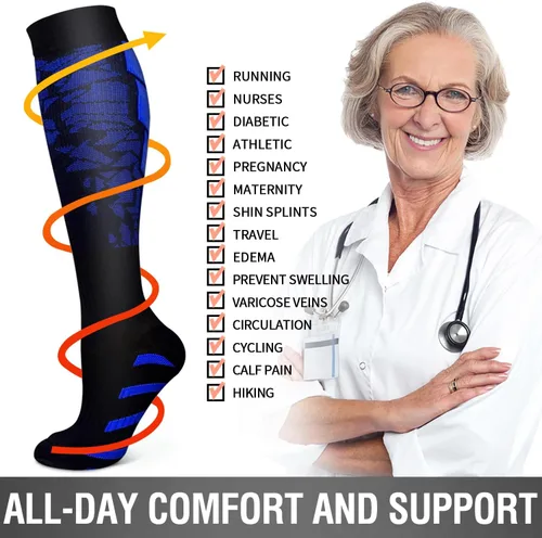 Vista 37 de Bluemaple 6 Pack Copper Compression Socks for Women and Men Circulation-Best Support for Medical, Running,Nursing,Athletic