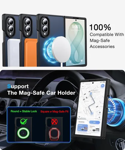 Vista 3 de NO.1 Magnetic for Samsung Galaxy Z Fold 8 Case with MagSafe Black [Military Grade Drop Tested][Translucent Matte][Anti-Fingerprint] Soft Silicone