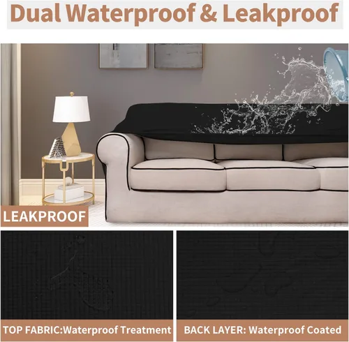 Vista 3 de Easy-Going - Funda para sofá 100% impermeable de ambos lados, funda de jacquard elástica, protector de muebles a prueba de derrames, para niños