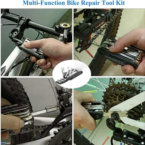 Vista 5 de Bolsa de sillín de bicicleta con kits de herramientas de reparación, bolsa de sillín de bicicleta con juego de reparación, bolsa de bicicleta debajo