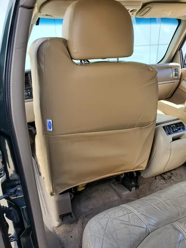 Vista 3 de Funda protectora para asiento delantero y 2 apoyabrazos, de piel sintética, personalizada, original, para Chevy.