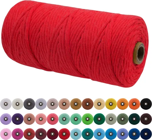 Vista 129 de JeogYong Cordón de macramé de un solo hilo 3 mm x 109 yardas (328 pies) Cuerda de algodón suave Hilo de macramé de 3 mm, suministros de macramé