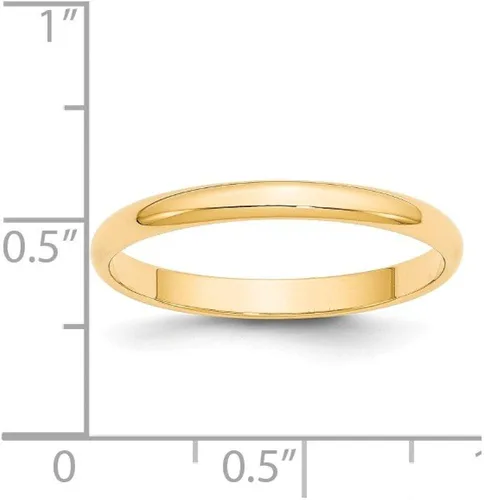 Vista 3 de Sólido 14K oro amarillo 2,5mm. redondeadas boda banda anillo, oro amarillo, 6, HRL025-6