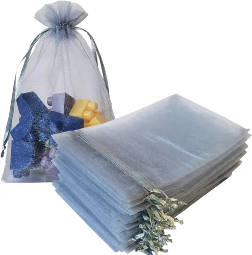 Vista 16 de Paquetes de 50 bolsas de regalo de organza de 4 x 6 pulgadas con cordón negro transparente, decoraciones de embalaje de tela transparente