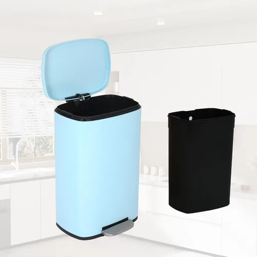 Vista 12 de Basurero de cocina de acero inoxidable de 13 galones con pedal de pie, cubo interior extraíble, resistente a las huellas dactilares, cierre suave