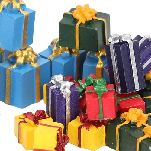 Vista 8 de LBEC Mini adornos navideños cajas de casa de muñecas con mano de obra fina para casa de muñecas 1:12
