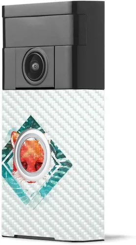 Vista 7 de MightySkins - Piel de fibra de carbono para timbre de video con anillo – Madera abstracta Acabado de fibra de carbono texturizado protector