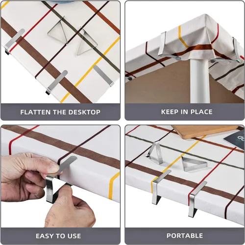 Vista 2 de Paquete de 12 clips para mantel – Clips de mantel para mesas al aire libre, soportes de acero inoxidable resistentes Paquete de 12 unidades S