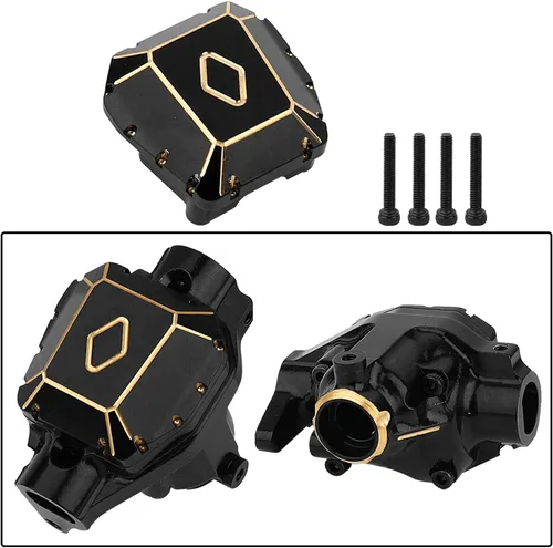Vista 8 de Cubierta diferencial de latón resistente para carcasa de eje Axial SCX10 PRO, efecto de contrapeso, revestimiento duro negro, mecanizado CNC, 1