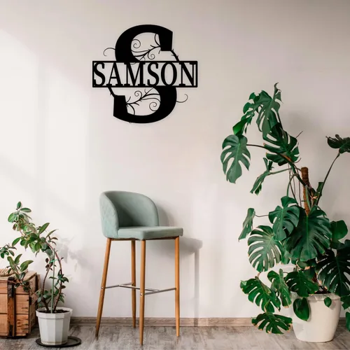 Vista 5 de Letreros de metal personalizados con nombre, letras con monograma, decoración de pared, letrero de apellido familiar personalizado para decoración