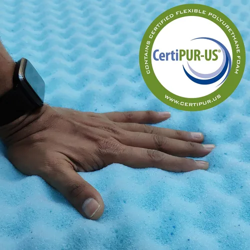 Vista 5 de Spring Coil, Toppers de espuma viscoelástica de gel contorneado de 1 pulgada para mayor comodidad y apoyo, individual, azul