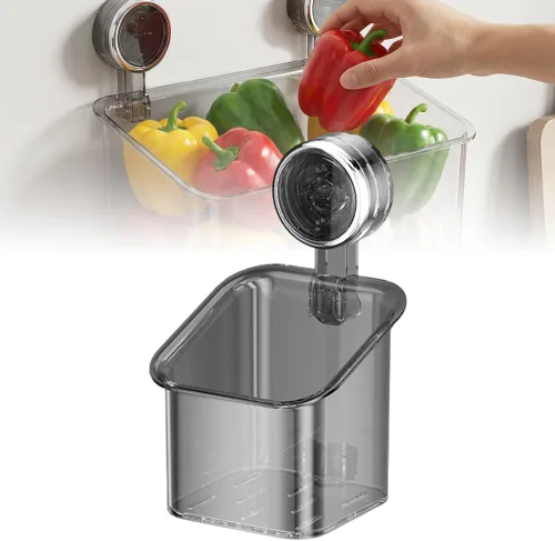 Vista 8 de Caja de almacenamiento de succión para baño sin taladros, potente soporte de almacenamiento de ventosa, organizador de ducha extraíble para colgar