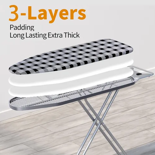 Vista 10 de Jakeefud Tabla de planchar de 13 x 43 pulgadas con funda acolchada extra gruesa y resistente, altura ajustable, tela resistente al calor y a