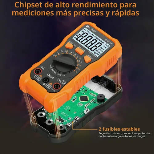 Vista 3 de Neoteck 2000 Counts Digital Multimeter with NCV, AC/DC Voltage Current Naranja