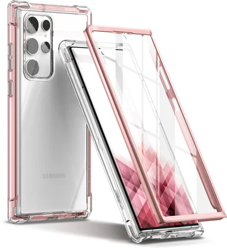 Vista 8 de SURITCH Funda Transparente para Samsung Galaxy S22 Ultra de 6.8" (Solo), [Protector de Pantalla Integrado] Carcasa Protectora de Cuerpo Completo