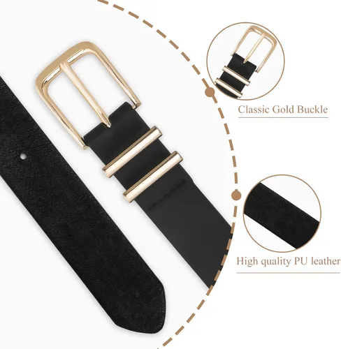 Vista 3 de WHIPPY Cinturón de cuero casual para mujer para pantalones vaqueros, cinturón de vestir de cintura para niñas de moda