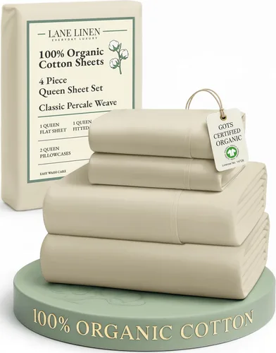 Vista 37 de LANE LINEN - Juego de 2 sábanas de fibras largas 100 % algodón orgánico, percal de fibras largas, ultrasuave y transpirable, para colchones de hasta