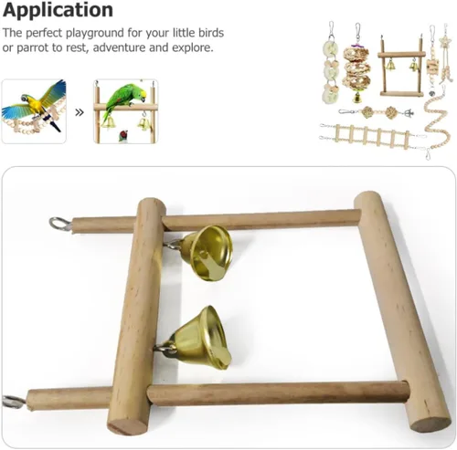 Vista 6 de Bird Ladder Chewing Toy Set with Wooden Beads, 8 Pieces