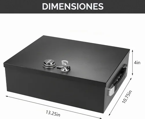 Vista 3 de Caja fuerte ignífuga, combinación dual y cofre de seguridad con cerradura de llave