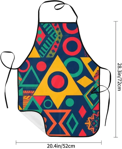 Vista 6 de Geometric patterns Chef Apron for Men and Women - Waterproof Kitchen Chef Apron with Pockets, Perfect for Cooking, Salon & More