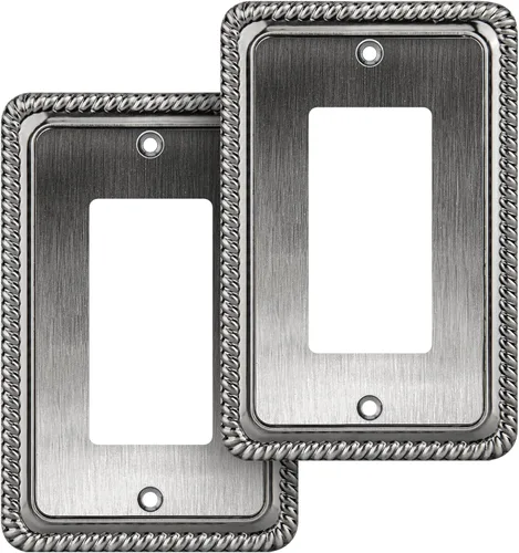 Vista 13 de Henne Bery Rope Edge - Placa decorativa de pared para interruptor (placa lisa, 2 unidades, bronce antiguo)