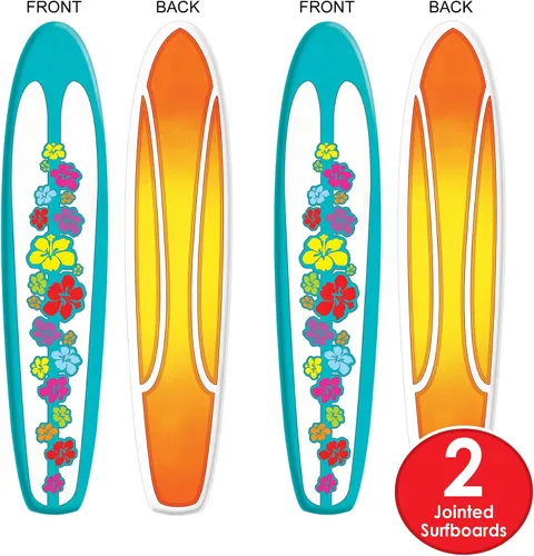 Vista 6 de Beistle Telones de fondo articulados para fotos de tablas de surf, 5 pies de alto, juego de 2 – Decoración de pared para surf de playa, decoración