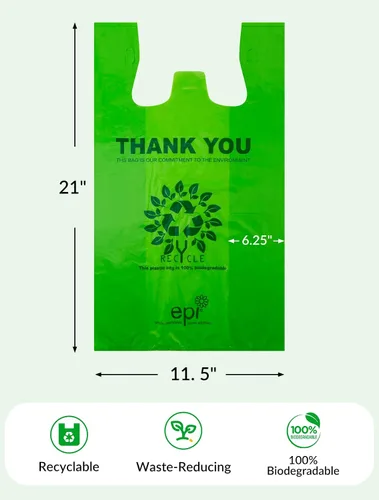 Vista 3 de [500 por caja] Bolsas reciclables compostables reutilizables biodegradables para camisetas Bolsas de compras de comestibles Bolsas de plástico