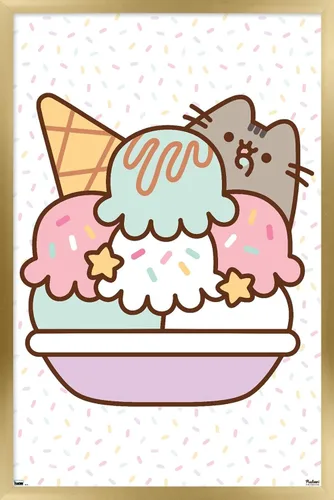 Vista 14 de Trends International Pusheen - Póster de pared de helado, 22.4 pulgadas de largo x 14.7 pulgadas, versión enmarcada en plata Versión con marco