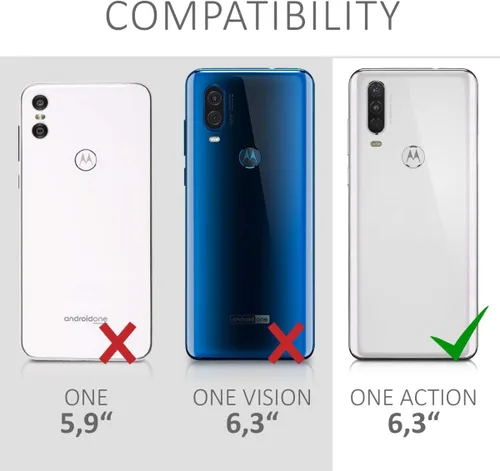 Vista 6 de kwmobile Funda compatible con Motorola One Action - Funda protectora de silicona TPU suave y delgada, color negro mate