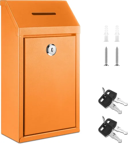 Vista 15 de Yaocom Caja de Recolectión de Donaciones de Efectivo de Metal Caja de Sugerencias Segura con Cerradura Montada en la Pared Buzón de Entrega