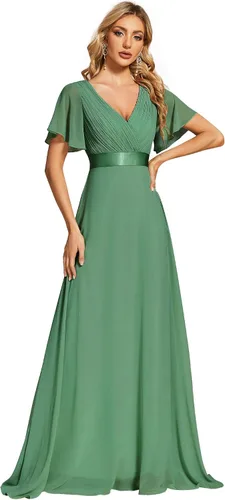 Vista 39 de Ever-Pretty Vestidos formales de mujer para madre de la novia, de manga corta, de chifón, con cintura imperio, de largo hasta el suelo, para dama