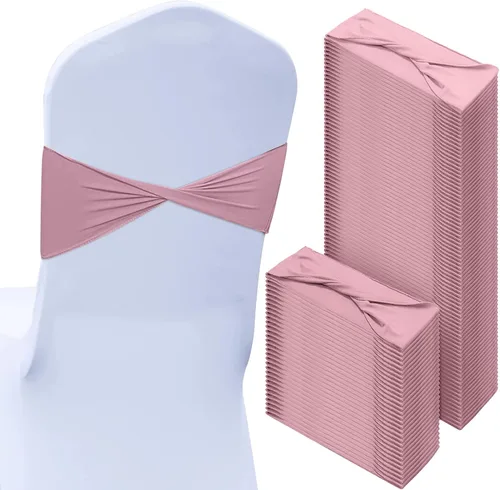 Vista 20 de CHENGU 100 bandas de elastano para silla, con lazo liso, para bodas, sin hebilla, decoraciones de cumpleaños, lazos elásticos, bandas deslizantes