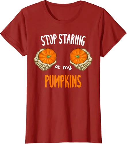 Vista 8 de Stop Staring at My Pumpkins for Hot Witches, camiseta de brasier de Halloween, Negro
