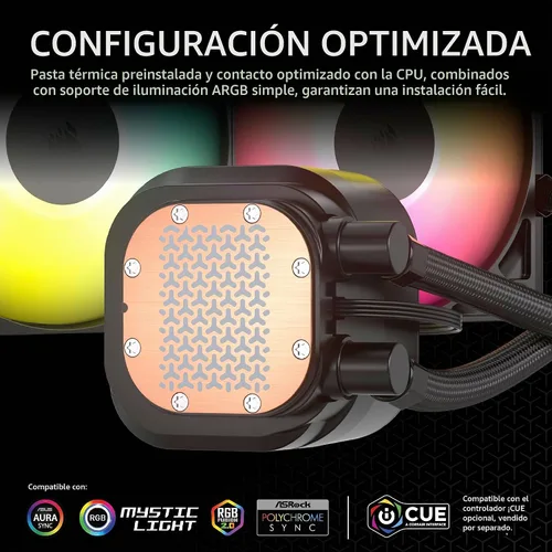 Vista 3 de [Usado] Corsair Nautilus 240 RS ARGB Enfriador de CPU líquido – 240mm AIO – Bajo ruido – Conexión directa a la placa base – Daisy-Chain – Intel LGA