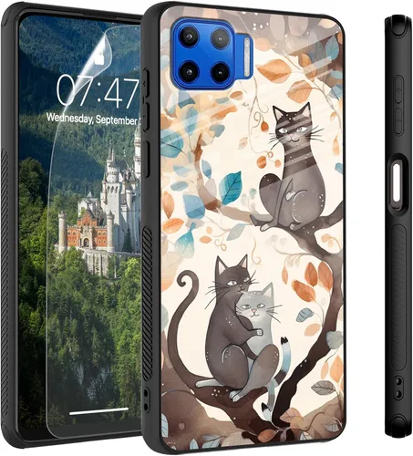 Vista 61 de Funda para Motorola Moto Edge 2022, cubierta trasera de vidrio templado con protector de pantalla, protección a prueba de golpes para Motorola Moto