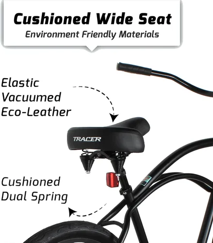 Vista 6 de Tracer ACE - Bicicleta crucero de playa de una sola velocidad de 26 pulgadas con freno de posavasos para hombres y mujeres, varios