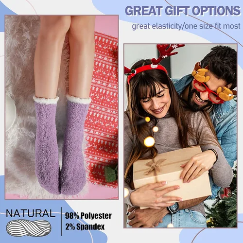 Vista 5 de ANTSANG Womens Fuzzy Socks Slipper Winter Fluffy Comfy Cozy Socks Cabin Warm Home Socks