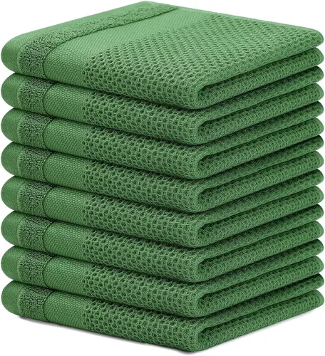 Vista 12 de Homaxy Juego de toallas de cocina y paños de cocina, 12 x 12 y 13 x 28 pulgadas, juego de 8 toallas de cocina 100% algodón, de tejido gofre, súper