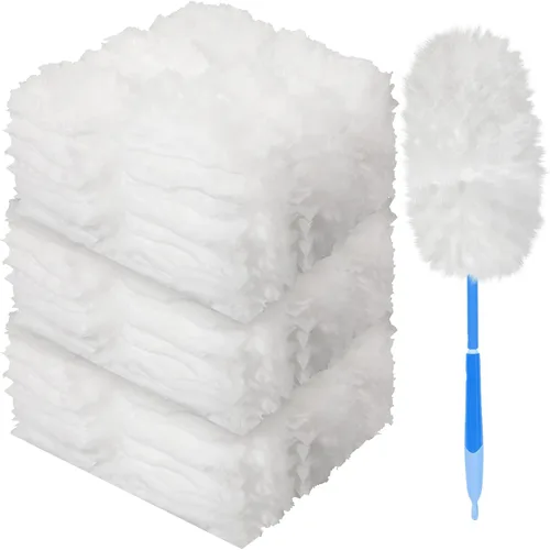 Vista 10 de Vesici 50 piezas de repuesto de plumero compatibles con Swiffer Dusters, repuesto desechable a granel grueso con 1 mango resistente para limpieza