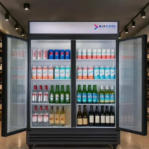 Vista 17 de Refrigerador comercial de bebidas, refrigerador de 7 pies cúbicos pequeños delgados de una sola puerta de vidrio con estantes ajustables de luz LED