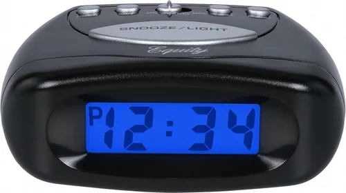 Vista 4 de Equity by La Crosse Reloj despertador LCD Snooze, negro