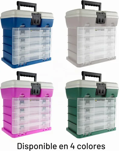 Vista 5 de Wakeman Outdoors - Caja organizadora de herramientas de almacenamiento, caja de utilidad con 4 cajones y 19 compartimentos para suministros de Azul